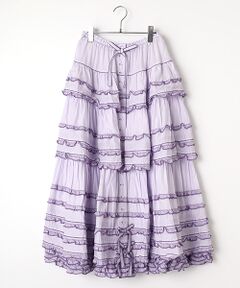 PINK HOUSE / ピンクハウス ロング・マキシ丈スカート | ギンガムフリル使いローンスカート