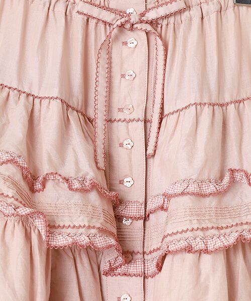 PINK HOUSE / ピンクハウス ロング・マキシ丈スカート | ギンガムフリル使いローンスカート | 詳細7