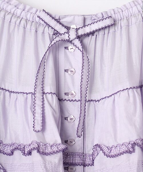 PINK HOUSE / ピンクハウス ロング・マキシ丈スカート | ギンガムフリル使いローンスカート | 詳細9