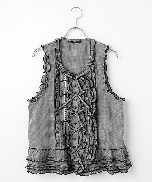 PINK HOUSE / ピンクハウス ベスト | リボンモチーフいっぱいベスト（クロ）