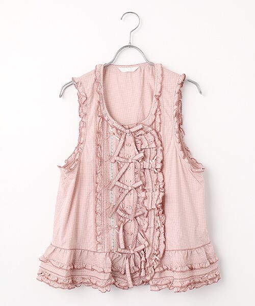 PINK HOUSE / ピンクハウス ベスト | リボンモチーフいっぱいベスト（ピンク）