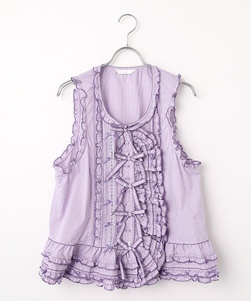 PINK HOUSE / ピンクハウス ベスト | リボンモチーフいっぱいベスト（ラベンダー）