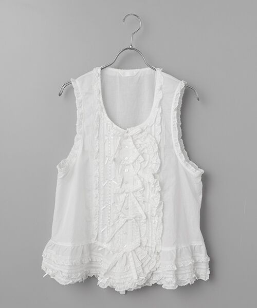 PINK HOUSE / ピンクハウス ベスト | リボンモチーフいっぱいベスト（シロ無地）