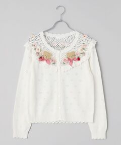 PINK HOUSE / ピンクハウス カーディガン・ボレロ | テディ＆ローズモチーフヨークニットカーディガン