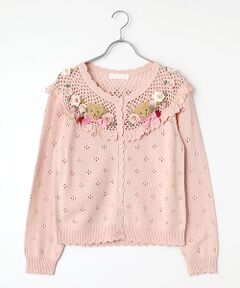 PINK HOUSE / ピンクハウス カーディガン・ボレロ | テディ＆ローズモチーフヨークニットカーディガン