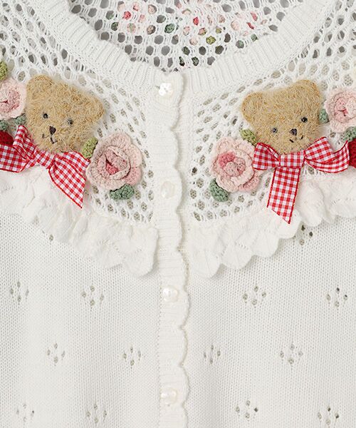 PINK HOUSE / ピンクハウス カーディガン・ボレロ | テディ＆ローズモチーフヨークニットカーディガン | 詳細2