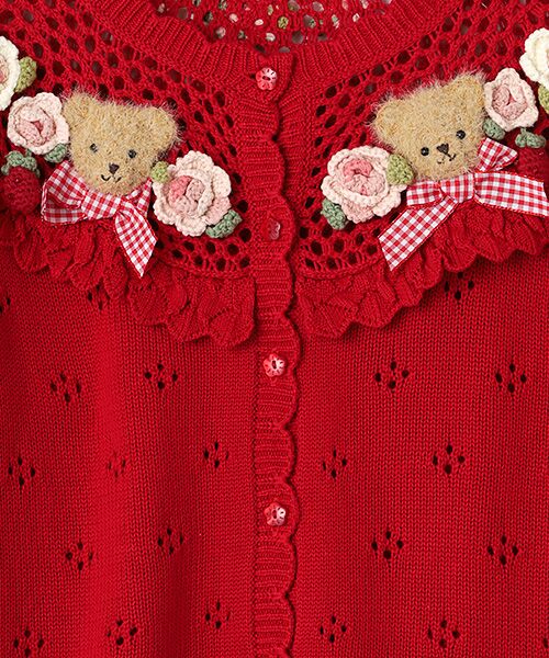 PINK HOUSE / ピンクハウス カーディガン・ボレロ | テディ＆ローズモチーフヨークニットカーディガン | 詳細3