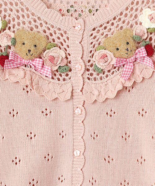 PINK HOUSE / ピンクハウス カーディガン・ボレロ | テディ＆ローズモチーフヨークニットカーディガン | 詳細4