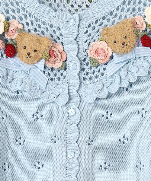 PINK HOUSE / ピンクハウス カーディガン・ボレロ | テディ＆ローズモチーフヨークニットカーディガン | 詳細5
