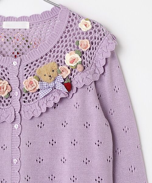 PINK HOUSE / ピンクハウス カーディガン・ボレロ | テディ＆ローズモチーフヨークニットカーディガン | 詳細7