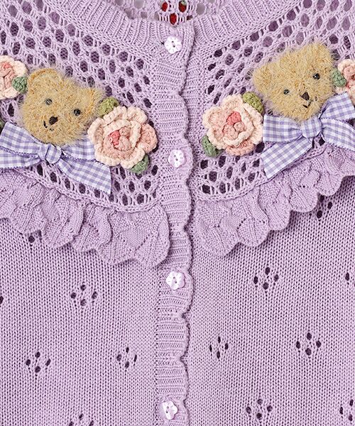 PINK HOUSE / ピンクハウス カーディガン・ボレロ | テディ＆ローズモチーフヨークニットカーディガン | 詳細9
