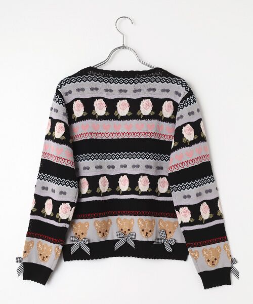 PINK HOUSE / ピンクハウス カーディガン・ボレロ | テディ＆ローズジャガードニットカーディガン | 詳細1