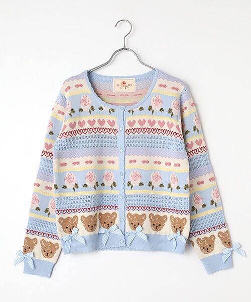 PINK HOUSE / ピンクハウス カーディガン・ボレロ | テディ＆ローズジャガードニットカーディガン（ソライロ）