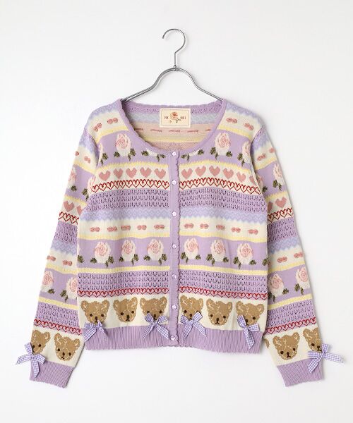 PINK HOUSE / ピンクハウス カーディガン・ボレロ | テディ＆ローズジャガードニットカーディガン（ラベンダー）