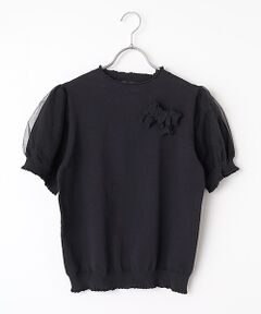 PINK HOUSE / ピンクハウス ニット・セーター | チュール使いパフスリーブニット