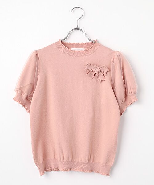 PINK HOUSE / ピンクハウス ニット・セーター | チュール使いパフスリーブニット（ピンク）