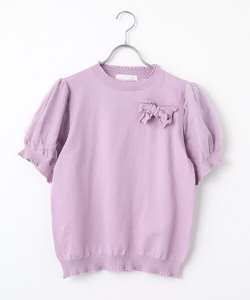 PINK HOUSE / ピンクハウス ニット・セーター | チュール使いパフスリーブニット（ラベンダー）