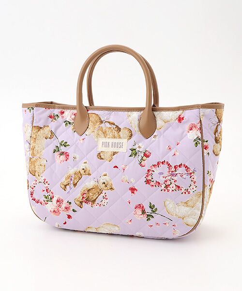 PINK HOUSE / ピンクハウス トートバッグ | テディローズプリントキルティングバッグ（ラベンダー）
