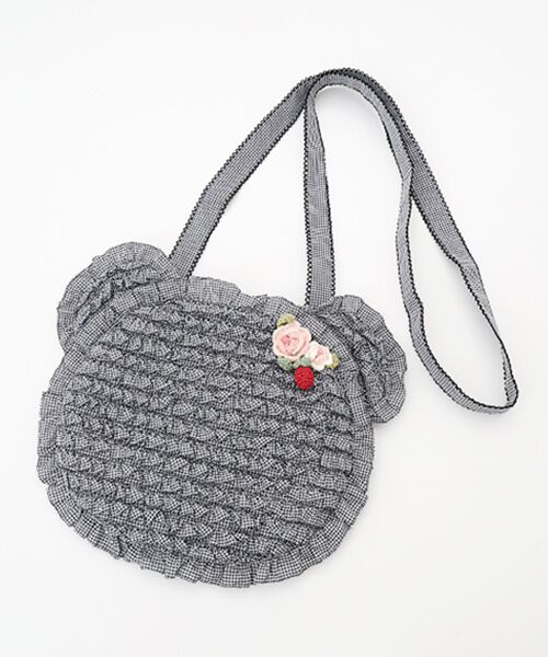 PINK HOUSE / ピンクハウス ショルダーバッグ | テディシルエットフリルポシェット（クロ）