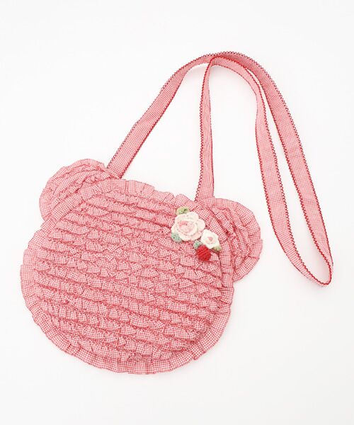 PINK HOUSE / ピンクハウス ショルダーバッグ | テディシルエットフリルポシェット（アカ）