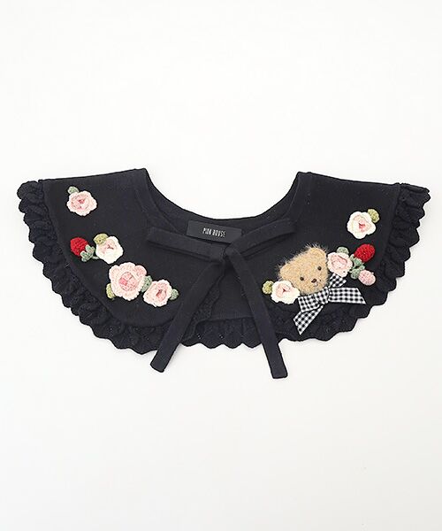 PINK HOUSE / ピンクハウス その他小物 | テディ＆ローズモチーフ付きティペット（クロ）