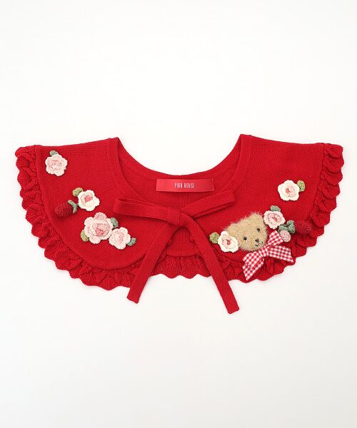 PINK HOUSE / ピンクハウス その他小物 | テディ＆ローズモチーフ付きティペット（アカ）