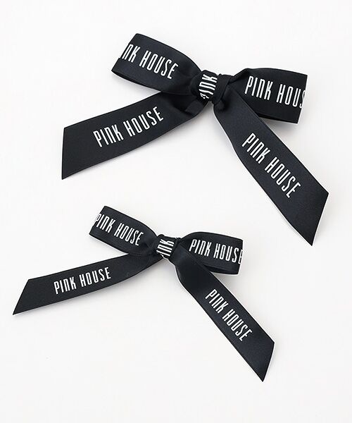PINK HOUSE / ピンクハウス ブローチ・コサージュ | ロゴリボンミニブローチセット（クロ）