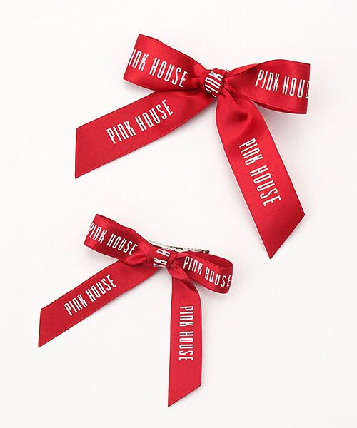 PINK HOUSE / ピンクハウス ブローチ・コサージュ | ロゴリボンミニブローチセット（アカ）