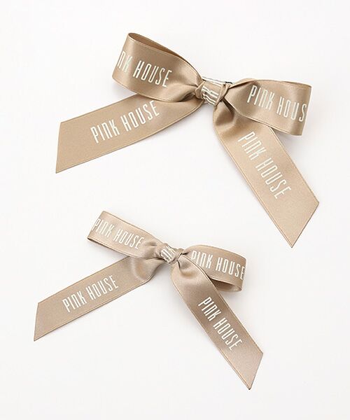 PINK HOUSE / ピンクハウス ブローチ・コサージュ | ロゴリボンミニブローチセット（ベージュ）