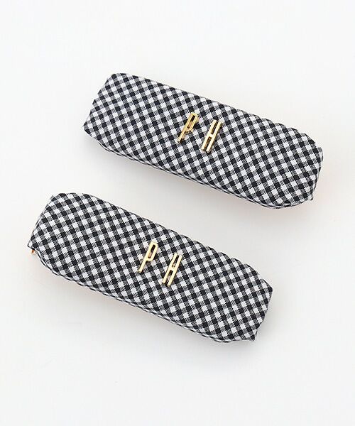 PINK HOUSE / ピンクハウス ヘアピン | PHロゴギンガムチェックバレッタ（クロ）