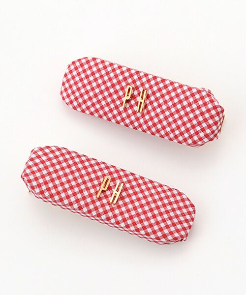 PINK HOUSE / ピンクハウス ヘアピン | PHロゴギンガムチェックバレッタ（アカ）