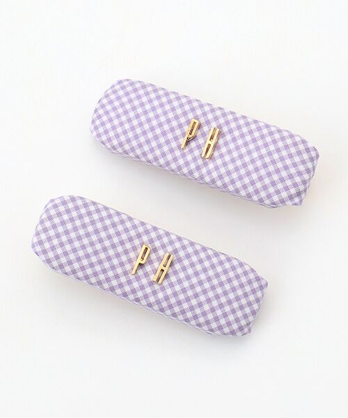 PINK HOUSE / ピンクハウス ヘアピン | PHロゴギンガムチェックバレッタ（ラベンダー）