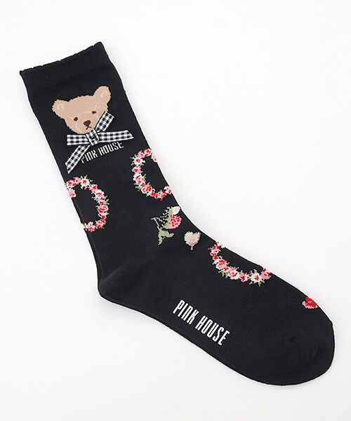 PINK HOUSE / ピンクハウス ソックス | テディローズモチーフソックス（クロ）