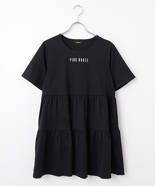 PINK HOUSE / ピンクハウス チュニック | ロゴプリントチュニックカットソー（クロ）