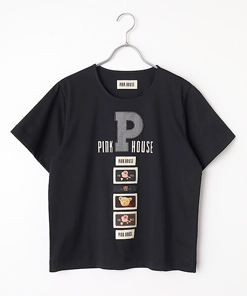 PINK HOUSE / ピンクハウス カットソー | Pロゴアップリケ＆ネームワッペン使いカットソー（クロ）