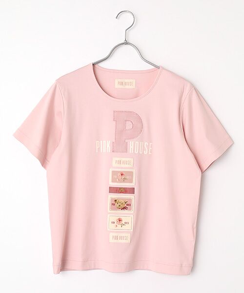 PINK HOUSE / ピンクハウス カットソー | Pロゴアップリケ＆ネームワッペン使いカットソー（ピンク）