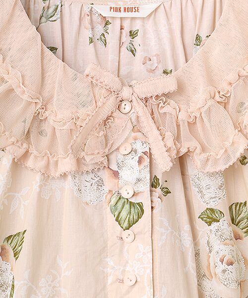 PINK HOUSE / ピンクハウス ロング・マキシ丈ワンピース | ポワン・ド・ローズプリントミディワンピース | 詳細3