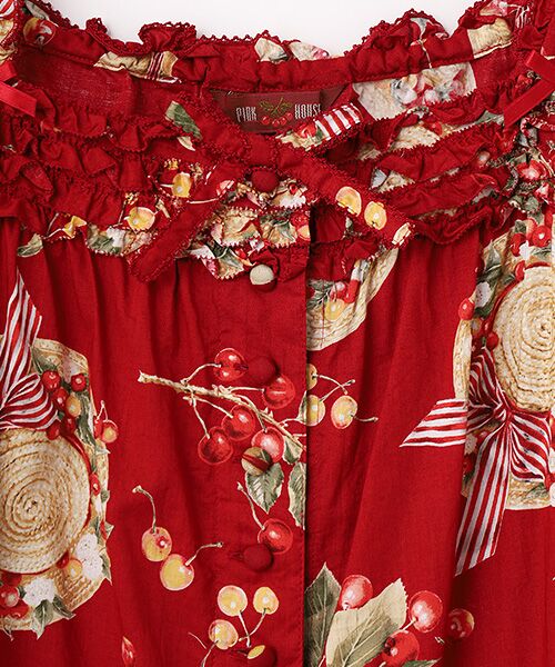 PINK HOUSE / ピンクハウス ロング・マキシ丈ワンピース | さくらんぼの日曜日プリントノースリーブワンピース | 詳細3