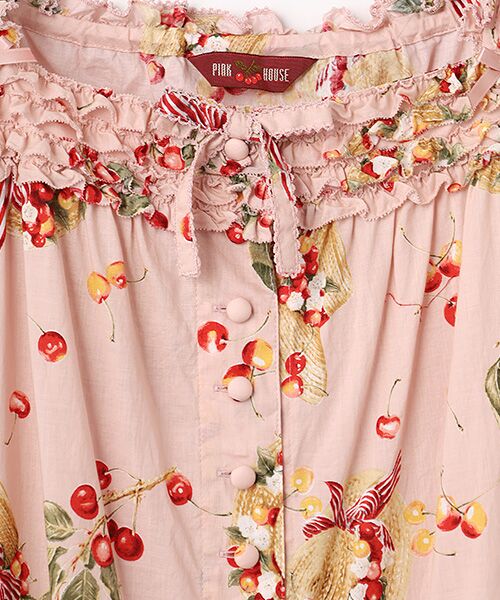 PINK HOUSE / ピンクハウス ロング・マキシ丈ワンピース | さくらんぼの日曜日プリントノースリーブワンピース | 詳細4