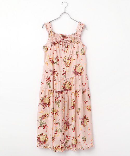 PINK HOUSE / ピンクハウス ロング・マキシ丈ワンピース | さくらんぼの日曜日プリントノースリーブワンピース（ピンク）