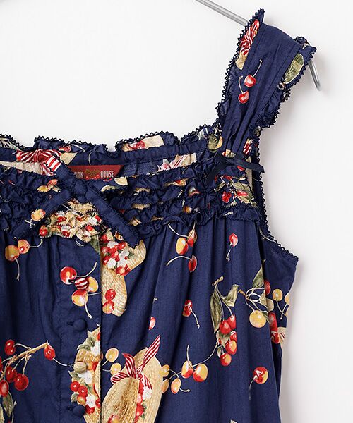 PINK HOUSE / ピンクハウス ロング・マキシ丈ワンピース | さくらんぼの日曜日プリントノースリーブワンピース | 詳細6