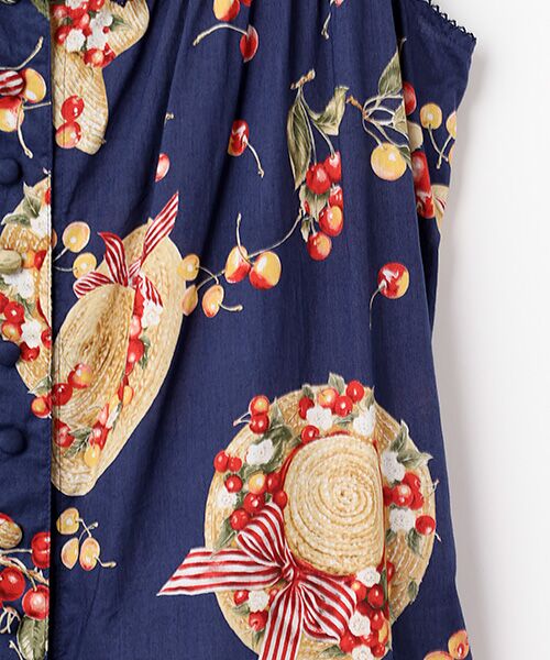 PINK HOUSE / ピンクハウス ロング・マキシ丈ワンピース | さくらんぼの日曜日プリントノースリーブワンピース | 詳細7