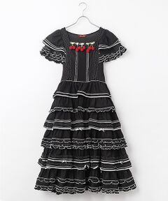 PINK HOUSE / ピンクハウス ロング・マキシ丈ワンピース | チェリーモチーフ使いフリルワンピース