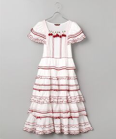 PINK HOUSE / ピンクハウス ロング・マキシ丈ワンピース | チェリーモチーフ使いフリルワンピース