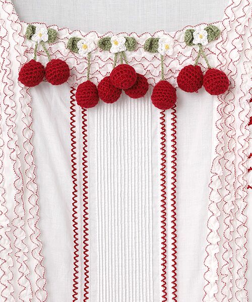 PINK HOUSE / ピンクハウス ロング・マキシ丈ワンピース | チェリーモチーフ使いフリルワンピース | 詳細6