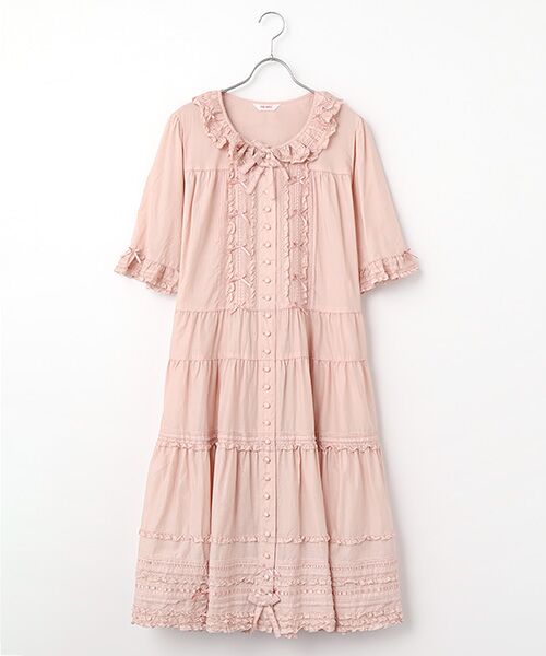 PINK HOUSE / ピンクハウス ロング・マキシ丈ワンピース | ミニリボンいっぱいティアードワンピース（ピンク）