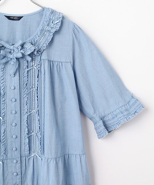 PINK HOUSE / ピンクハウス ロング・マキシ丈ワンピース | ミニリボンいっぱいティアードワンピース | 詳細7