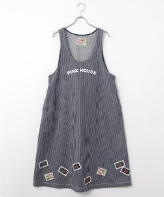 PINK HOUSE / ピンクハウス ロング・マキシ丈ワンピース | ネームワッペンいっぱいヒッコリージャンパースカート