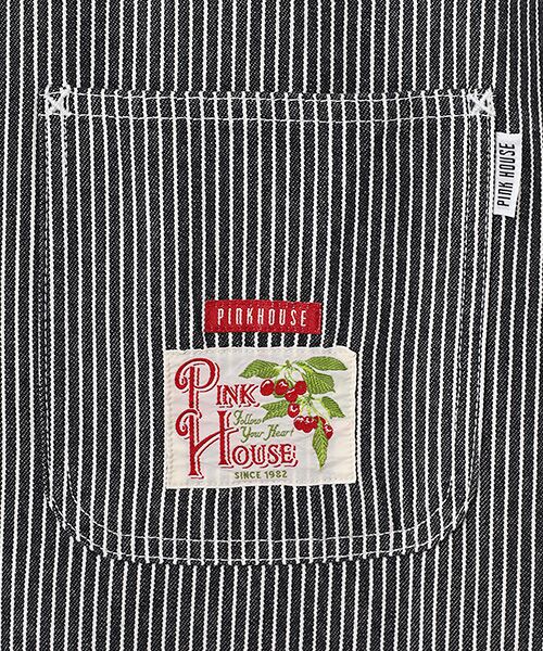 PINK HOUSE / ピンクハウス ロング・マキシ丈ワンピース | ネームワッペンいっぱいヒッコリージャンパースカート | 詳細1