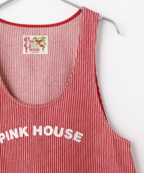 PINK HOUSE / ピンクハウス ロング・マキシ丈ワンピース | ネームワッペンいっぱいヒッコリージャンパースカート | 詳細3